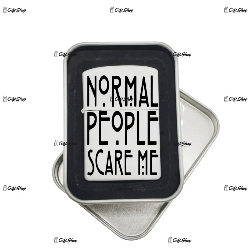 Normal people scare me, bricheta metalica gravata laser cu mesaj